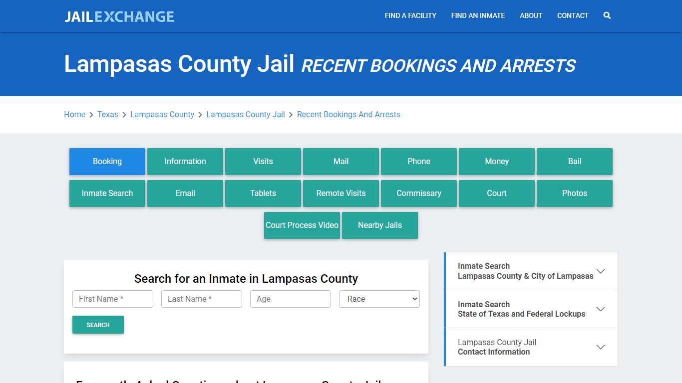 Lampasas County Jail Recent Bookings And Arrests - Jail Exchange