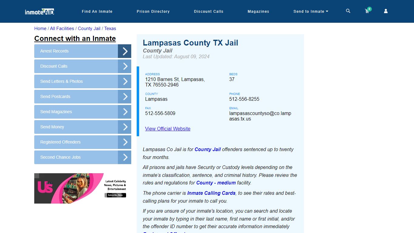 Lampasas County TX Jail - Inmate Locator