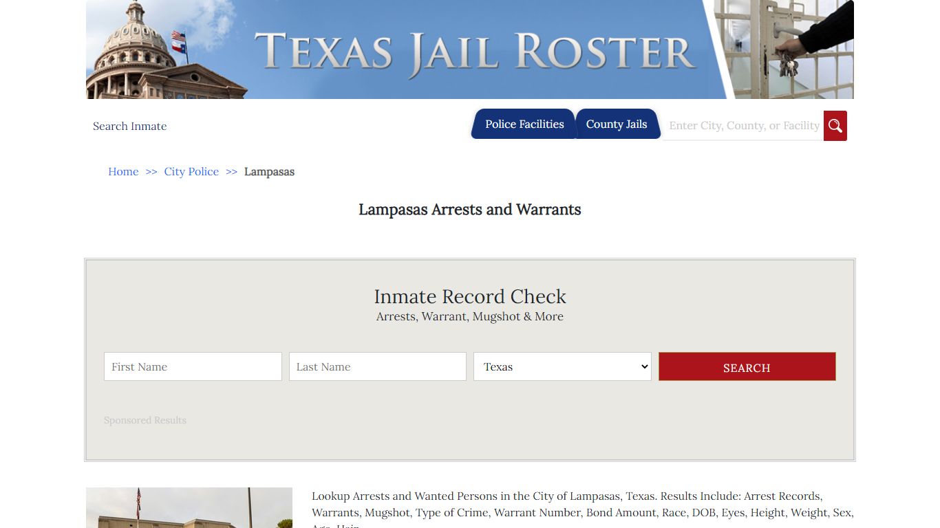 Lampasas Arrests and Warrants | Jail Roster Search